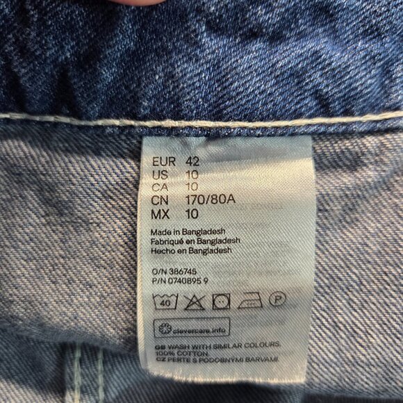 H&M &Denim Size 10 Medium Wash Denim Blue Button Jean Mini Skirt - Picture 7 of 11